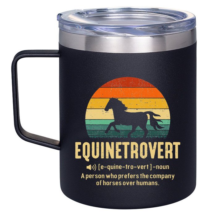 Equinetrovert Equestrian Equine Introvert 12oz Stainless Steel Coffee Mug