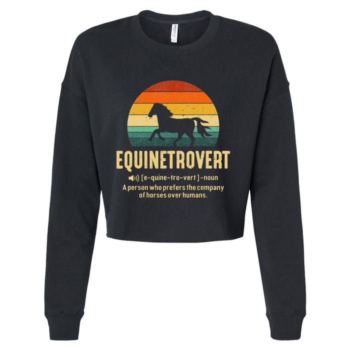 Equinetrovert Equestrian Equine Introvert Cropped Pullover Crew