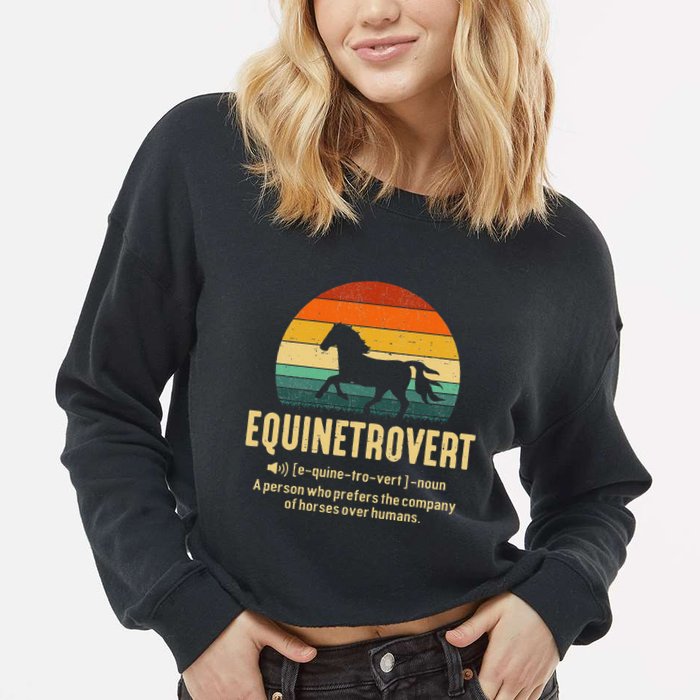 Equinetrovert Equestrian Equine Introvert Cropped Pullover Crew