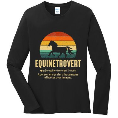 Equinetrovert Equestrian Equine Introvert Ladies Long Sleeve Shirt