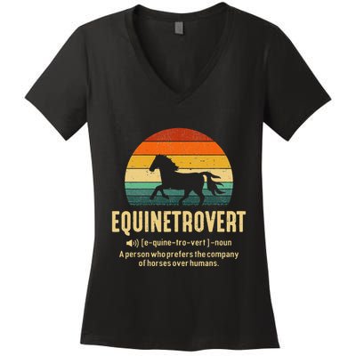 Equinetrovert Equestrian Equine Introvert Women's V-Neck T-Shirt