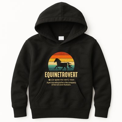 Equinetrovert Equestrian Equine Introvert Kids Hoodie