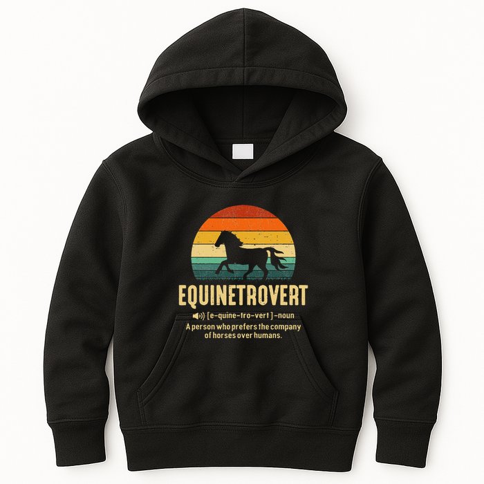 Equinetrovert Equestrian Equine Introvert Kids Hoodie