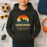 Equinetrovert Equestrian Equine Introvert Kids Hoodie