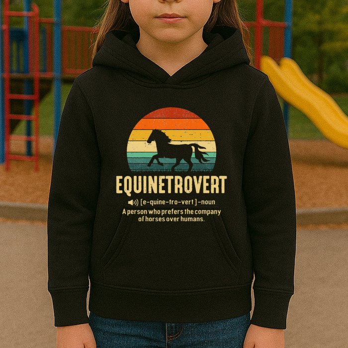 Equinetrovert Equestrian Equine Introvert Kids Hoodie