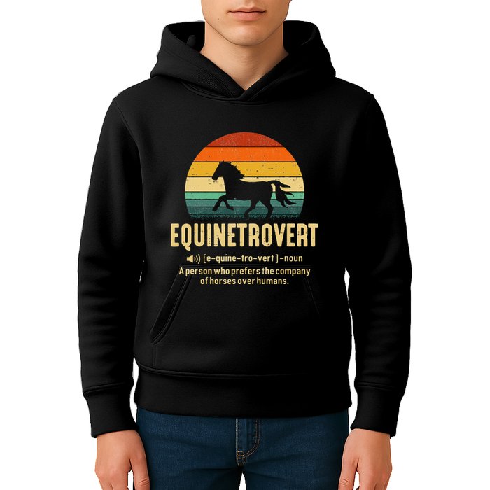 Equinetrovert Equestrian Equine Introvert Kids Hoodie