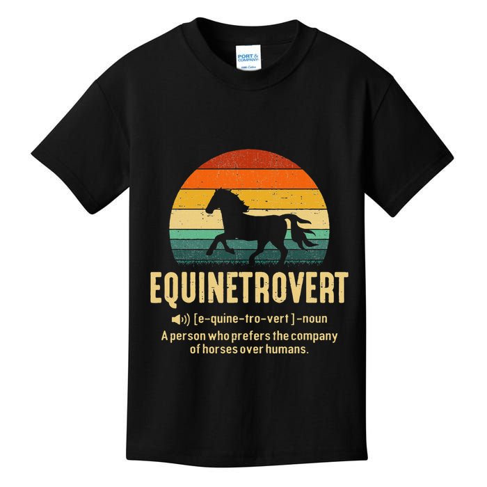 Equinetrovert Equestrian Equine Introvert Kids T-Shirt