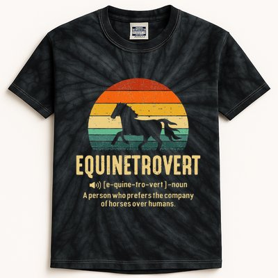 Equinetrovert Equestrian Equine Introvert Kids Tie-Dye T-Shirt