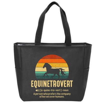 Equinetrovert Equestrian Equine Introvert Zip Tote Bag