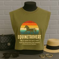 Equinetrovert Equestrian Equine Introvert Garment-Dyed Women's Muscle Tee