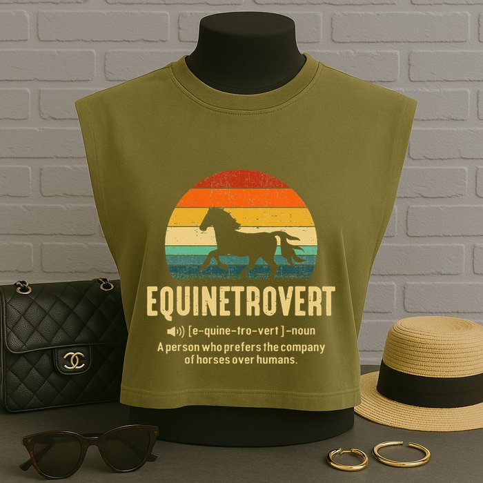 Equinetrovert Equestrian Equine Introvert Garment-Dyed Women's Muscle Tee