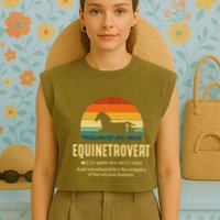 Equinetrovert Equestrian Equine Introvert Garment-Dyed Women's Muscle Tee