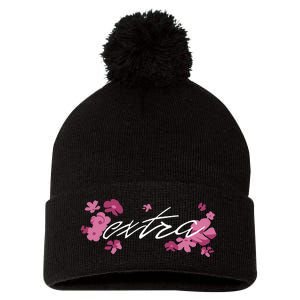 Extra Emily Extra Floral Pom Pom 12in Knit Beanie