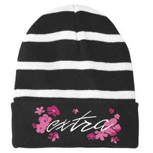 Extra Emily Extra Floral Striped Beanie with Solid Band