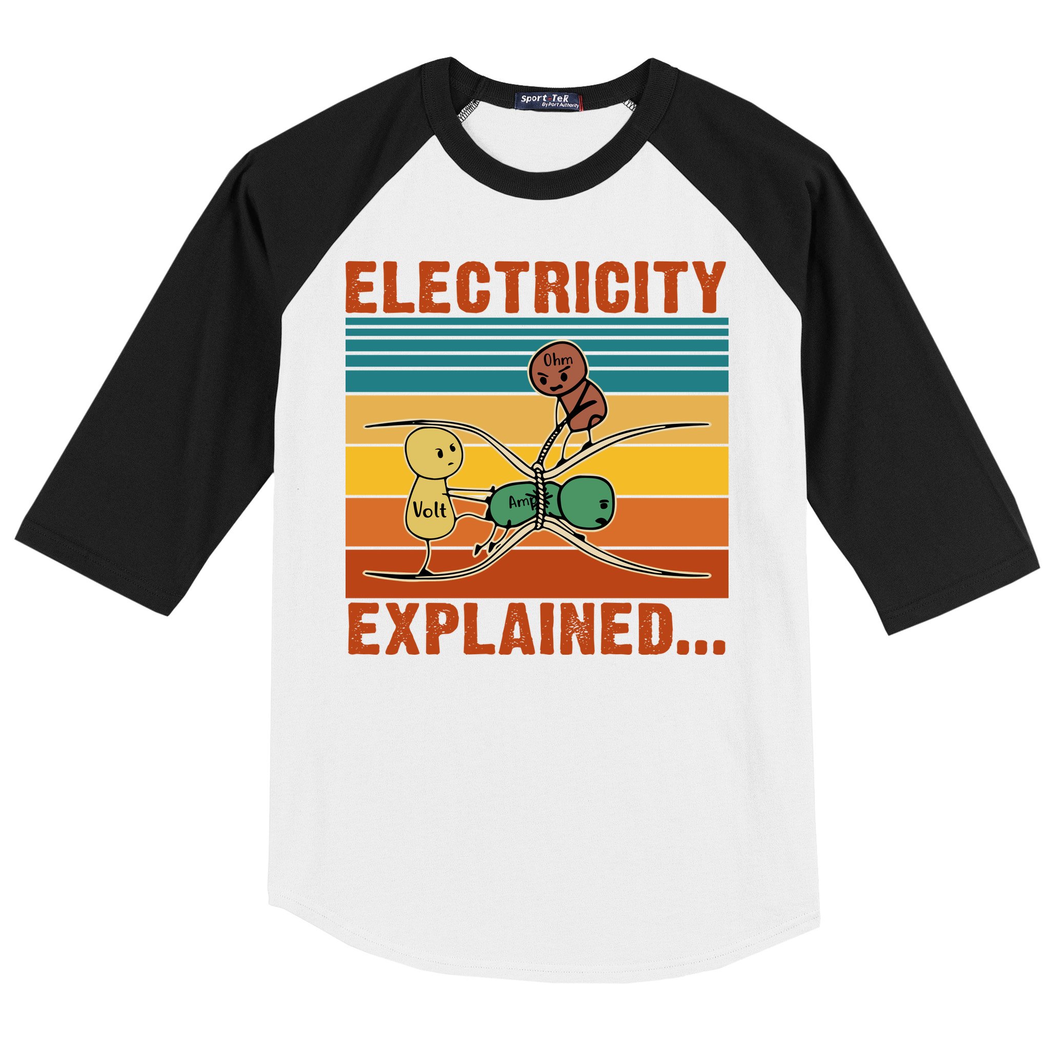 Electricity Explained Baseball Sleeve Shirt