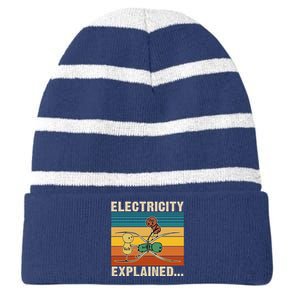 Electricity Explained Striped Beanie with Solid Band