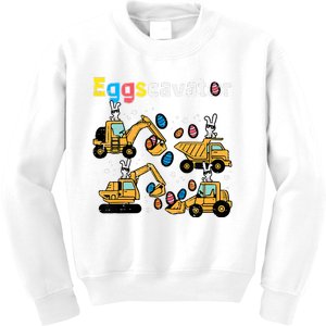 Eggscavator Easter Egg Hunt Construction Trucks Kids Sweatshirt