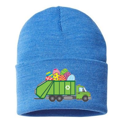 Easter Eggs Funny Garbage Truck Gift Idea Gift Sustainable Knit Beanie