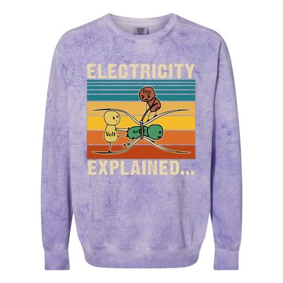 Electricity Explained Funny Gift Colorblast Crewneck Sweatshirt