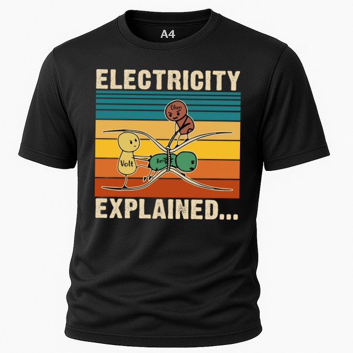 Electricity Explained Funny Gift Cooling Performance Crew T-Shirt