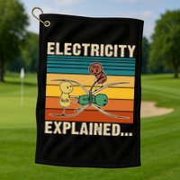 Electricity Explained Funny Gift Golf Towel