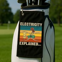 Electricity Explained Funny Gift Golf Towel