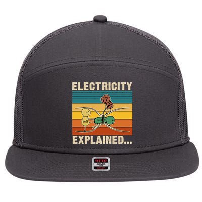 Electricity Explained Funny Gift 7 Panel Mesh Trucker Snapback Hat