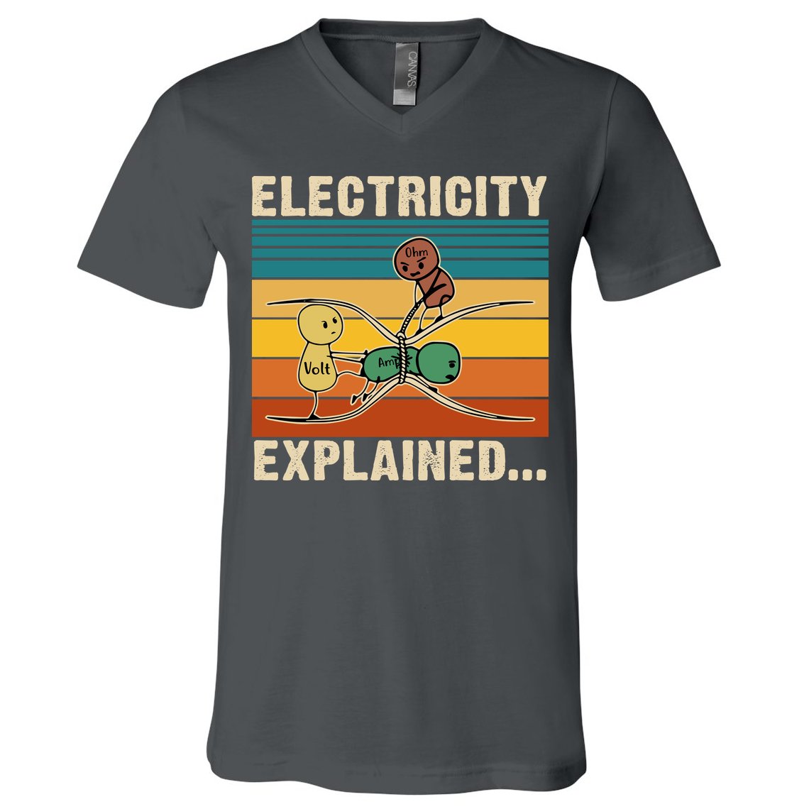 Electricity Explained Funny Gift V-Neck T-Shirt