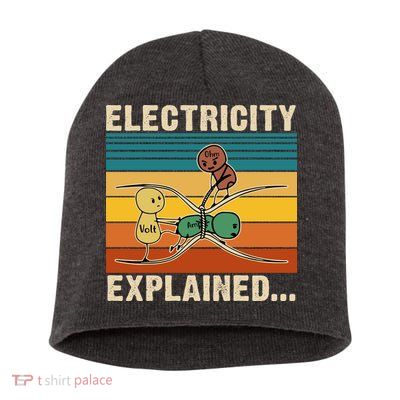 Electricity Explained Funny Gift Short Acrylic Beanie