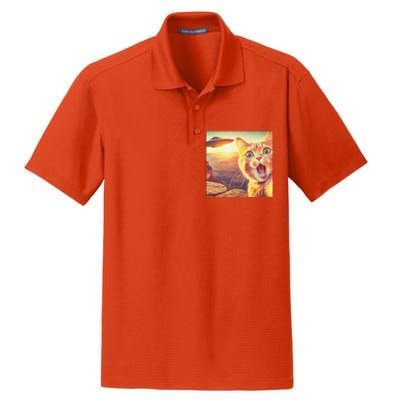 Extraterrestrial Encounter Funny Cat Selfie With Ufo Dry Zone Grid Polo