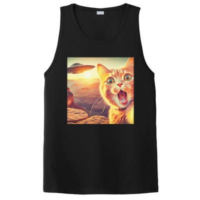 Extraterrestrial Encounter Funny Cat Selfie With Ufo PosiCharge Competitor Tank