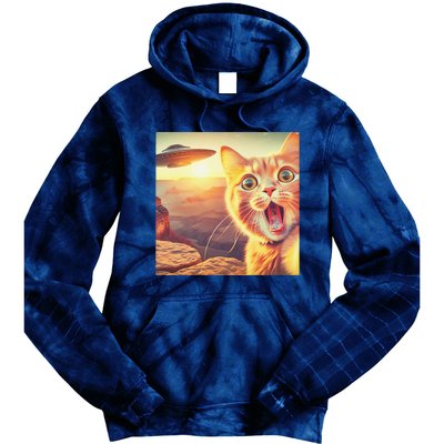 Extraterrestrial Encounter Funny Cat Selfie With Ufo Tie Dye Hoodie