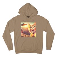 Extraterrestrial Encounter Funny Cat Selfie With Ufo Hoodie