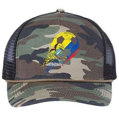 Ecuador Ecuadorian Flag Fan Pride Soccer Player Retro Rope Trucker Hat Cap