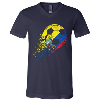 Ecuador Ecuadorian Flag Fan Pride Soccer Player V-Neck T-Shirt