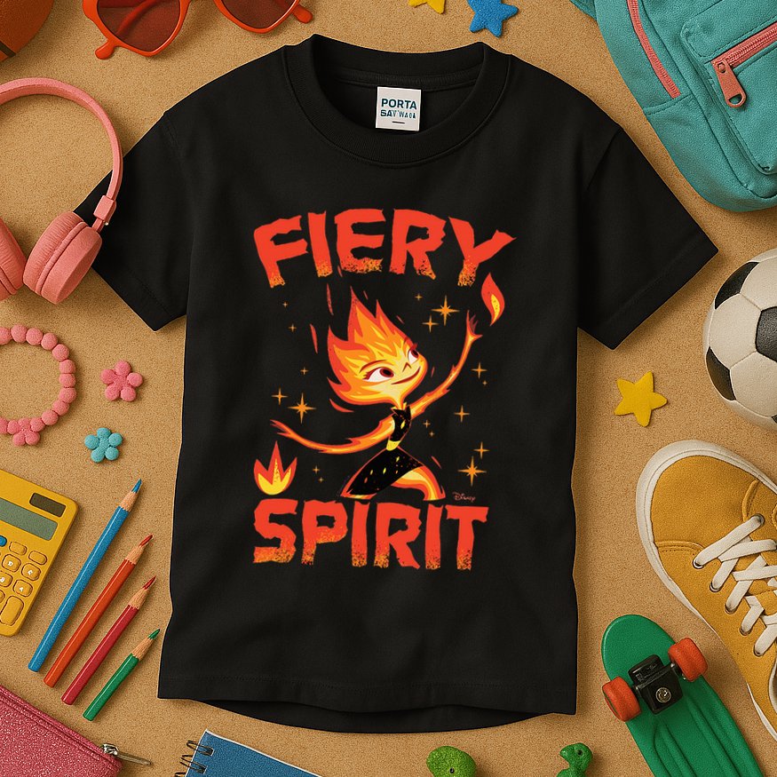 Elemental Ember Fiery Spirit Kids T-Shirt