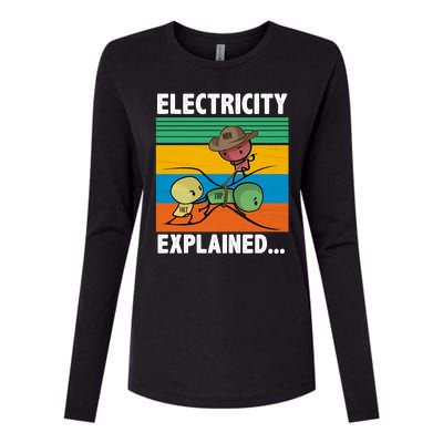 Electricity Explained Funny Womens Cotton Relaxed Long Sleeve T-Shirt