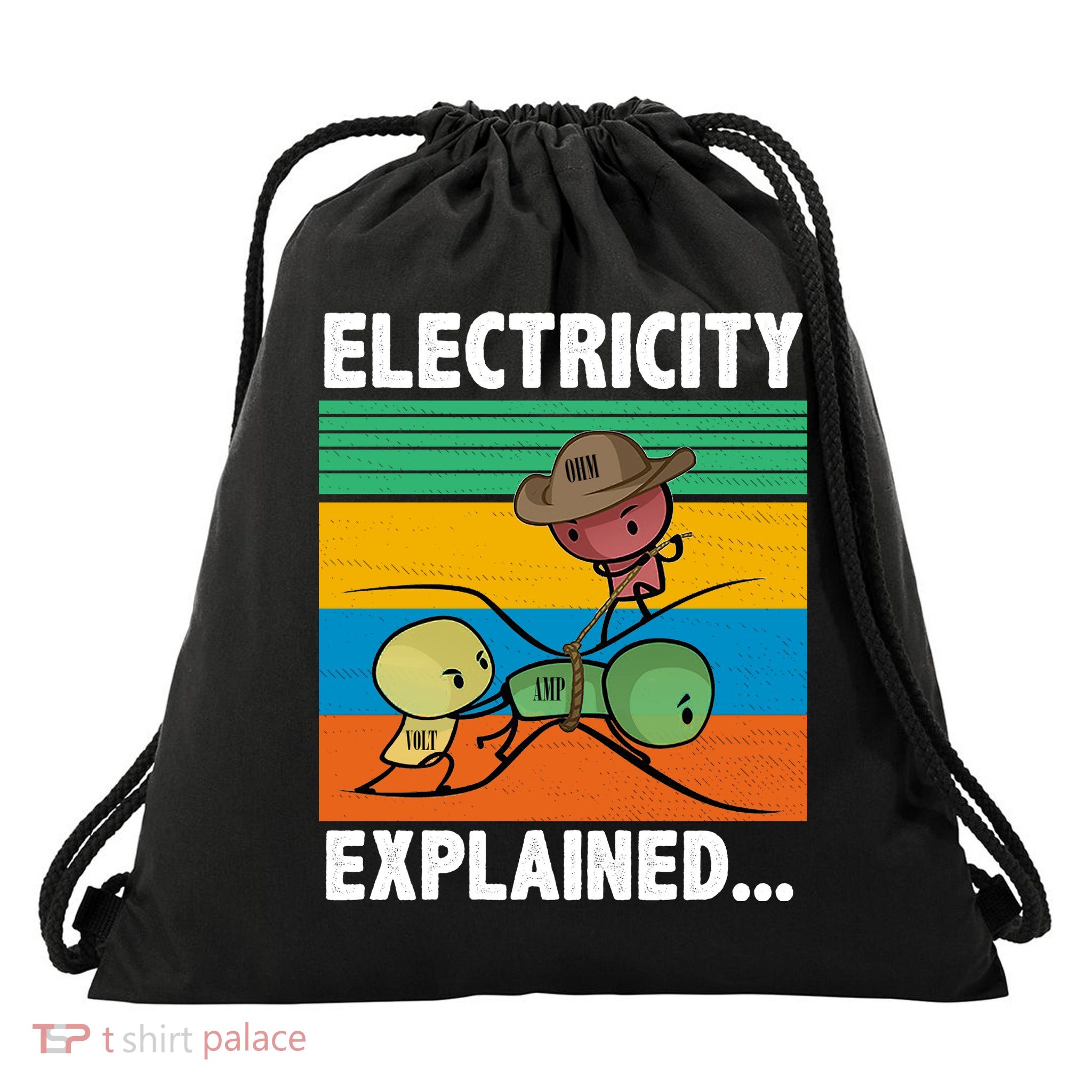 Electricity Explained Funny Drawstring Bag