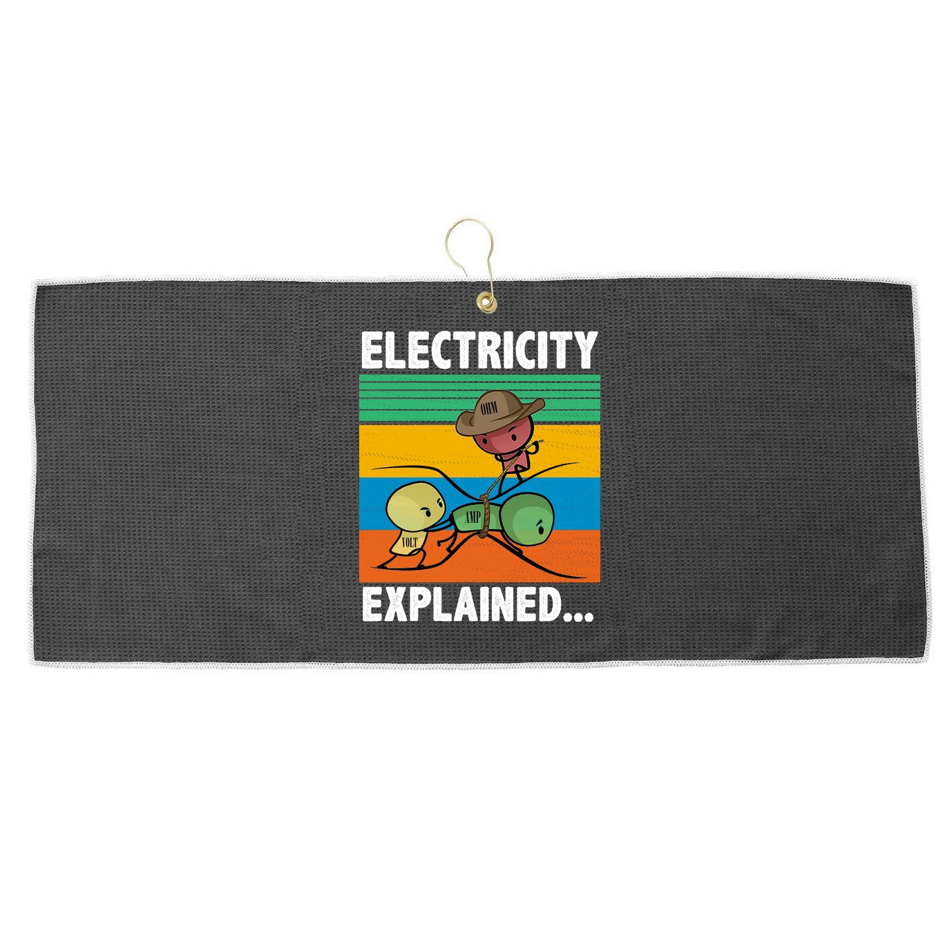 Electricity Explained Funny Large Microfiber Waffle Golf Towel