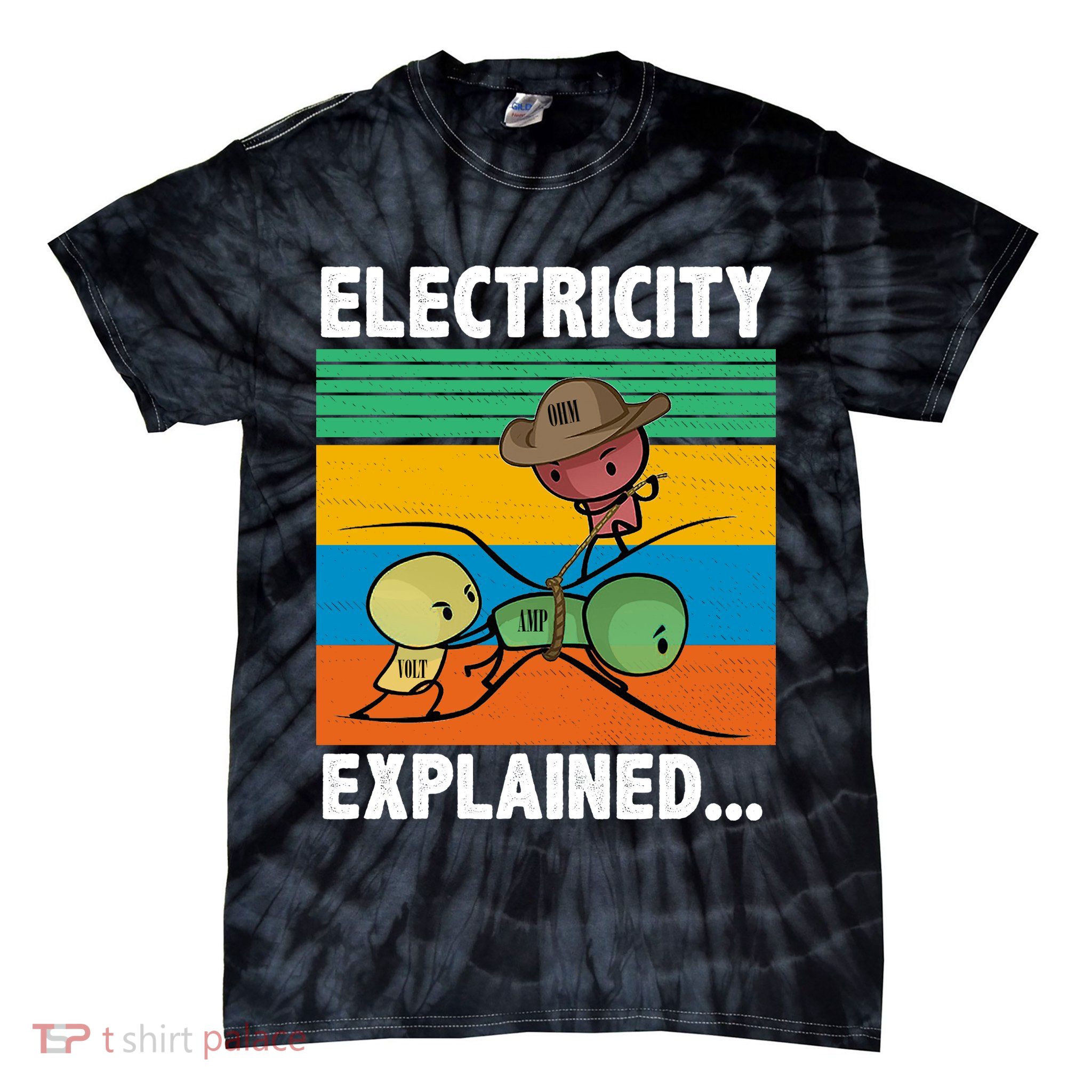 Electricity Explained Funny Tie-Dye T-Shirt