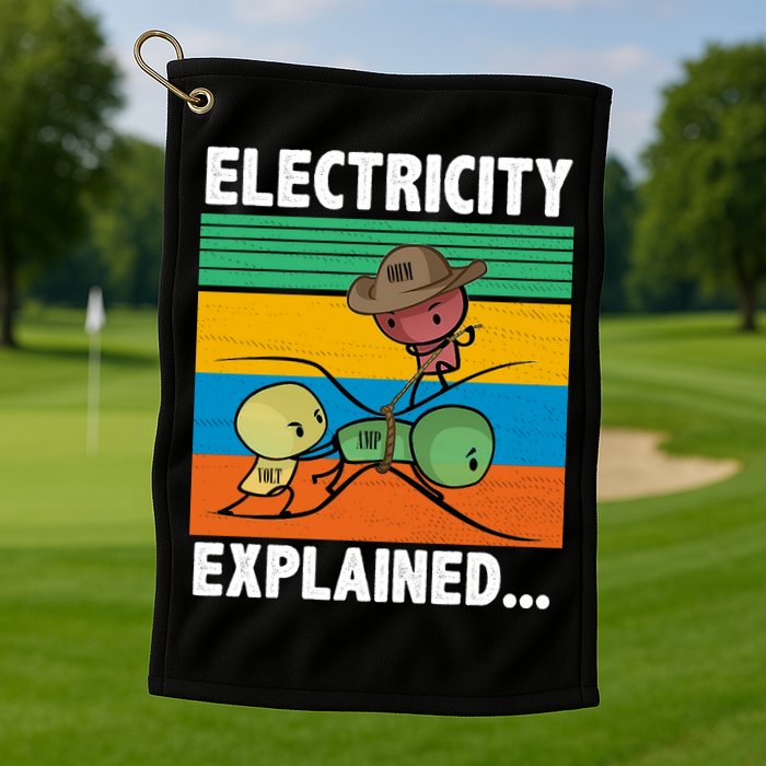 Electricity Explained Funny Golf Towel