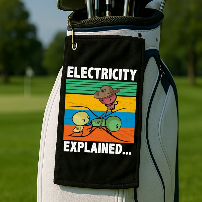 Electricity Explained Funny Golf Towel