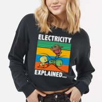 Electricity Explained Funny Cropped Pullover Crew