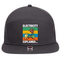 Electricity Explained Funny 7 Panel Mesh Trucker Snapback Hat