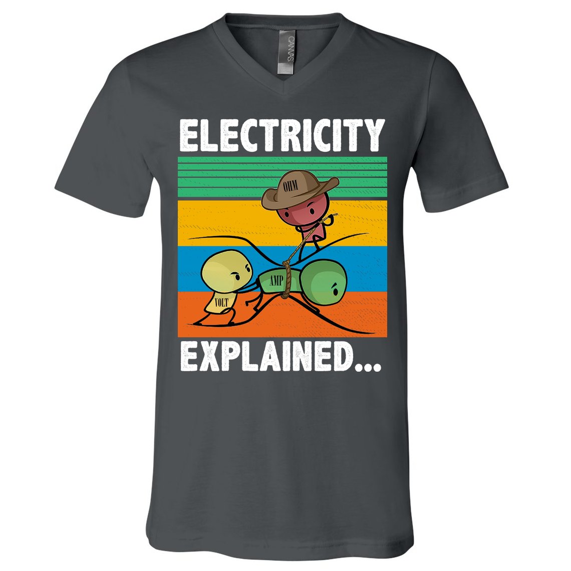 Electricity Explained Funny V-Neck T-Shirt