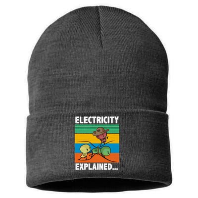 Electricity Explained Funny Sustainable Knit Beanie