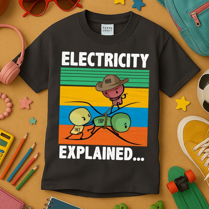 Electricity Explained Funny Kids T-Shirt