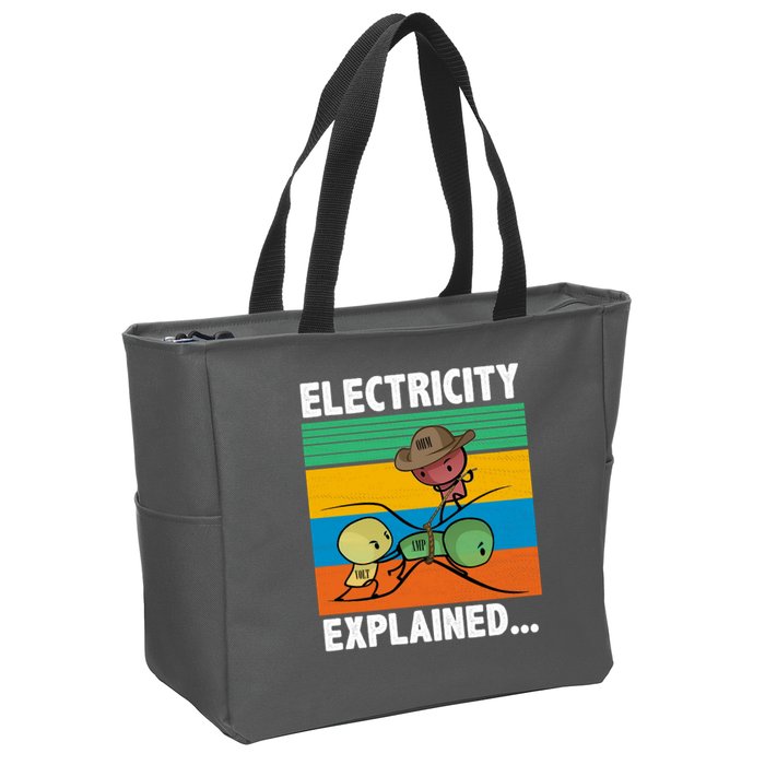 Electricity Explained Funny Zip Tote Bag