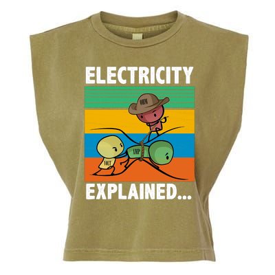 Electricity Explained Funny Garment-Dyed Women's Muscle Tee