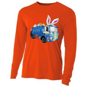 Easter Egg Garbage Truck Funny Gift Easter Bunny Basket Gift Cooling Performance Long Sleeve Crew